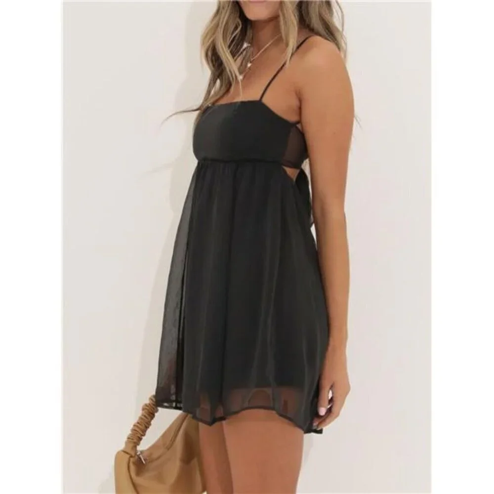 Tie Back Spaghetti Strap Mini Dress
